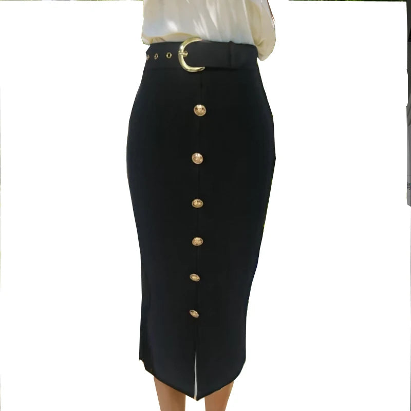 Split Bandage High Waist Split Vintage And Beautiful Party Midi Skirts Mssza