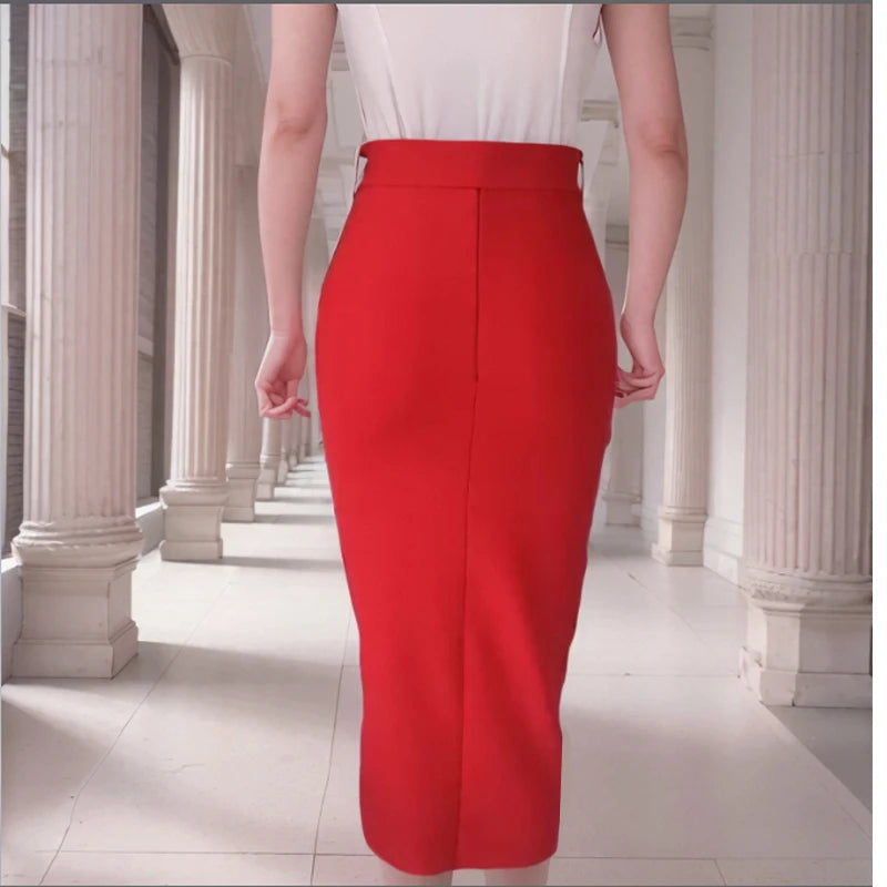 Split Bandage High Waist Split Vintage And Beautiful Party Midi Skirts Mssza