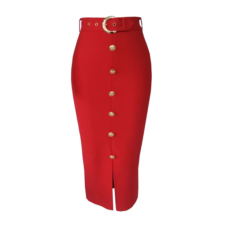 Split Bandage High Waist Split Vintage And Beautiful Party Midi Skirts Mssza