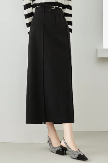 Split Solid Casual Straight Waist Elastic Elegant Office Midi Skirts Mssza