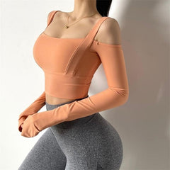 Sports Bra Fitness Long Sleeve Workout Push Up Run Gym Mssza