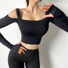 Sports Bra Fitness Long Sleeve Workout Push Up Run Gym Mssza