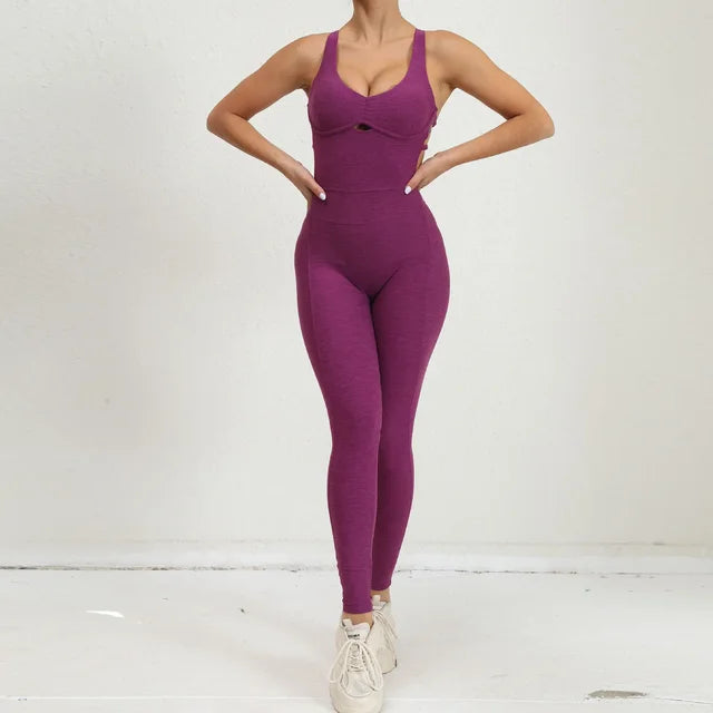 Sports Overalls Push Up Sporty Jumpsuit Backless Sportswear Gym Yoga Clothing Mssza