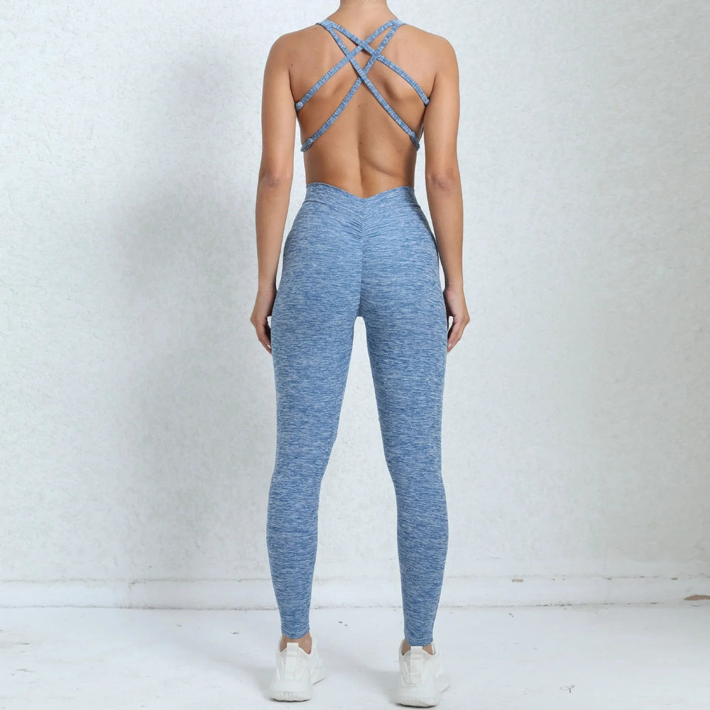 Sports Overalls Push Up Sporty Jumpsuit Backless Sportswear Gym Yoga Clothing Mssza