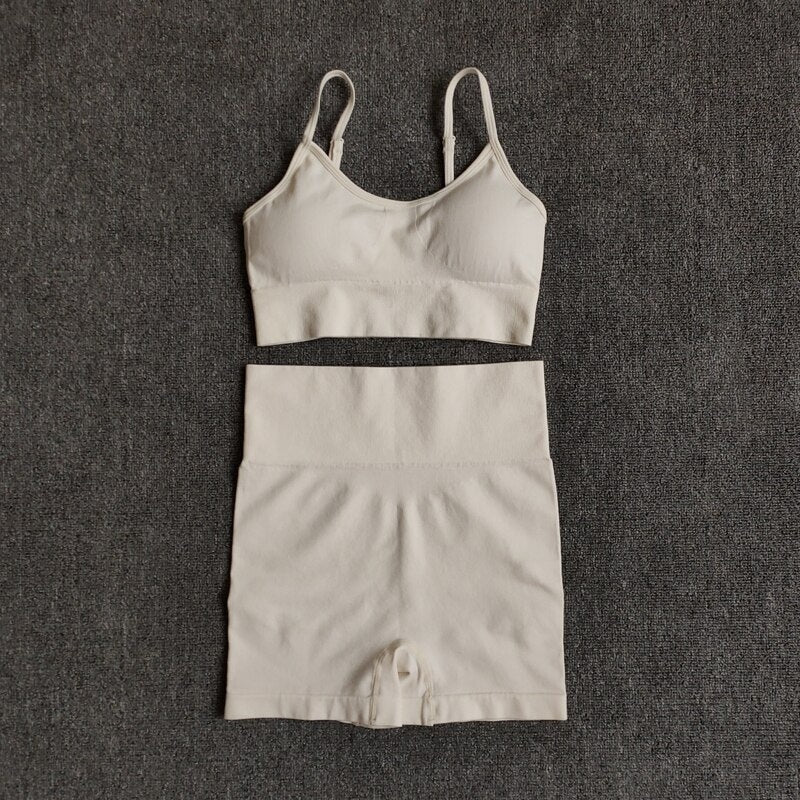 Sports Suit Bra And High Waist Gym Workout Shorts Mssza