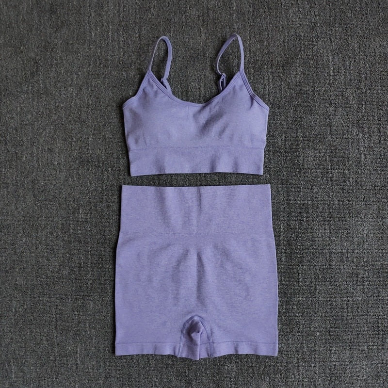 Sports Suit Bra And High Waist Gym Workout Shorts Mssza