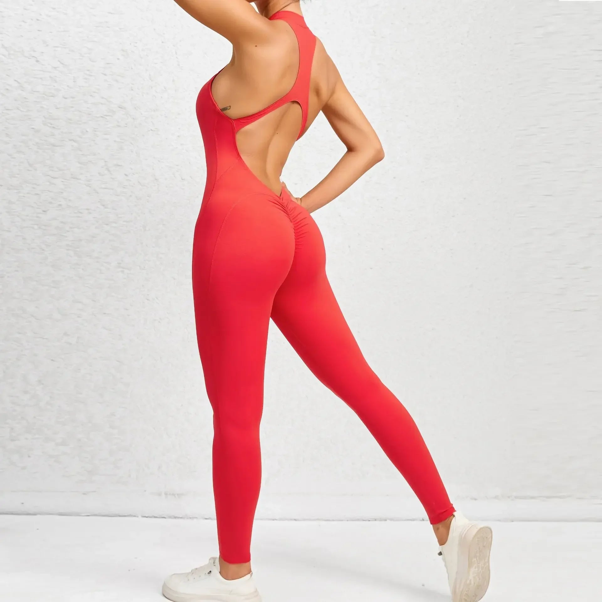 Sporty Jumpsuit Push Up Sports Overalls Zipper Sportswear Gym Yoga Clothing Mssza