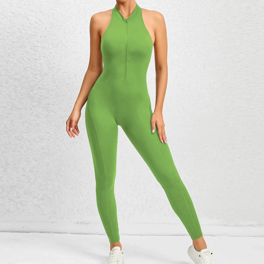 Sporty Jumpsuit Push Up Sports Overalls Zipper Sportswear Gym Yoga Clothing Mssza