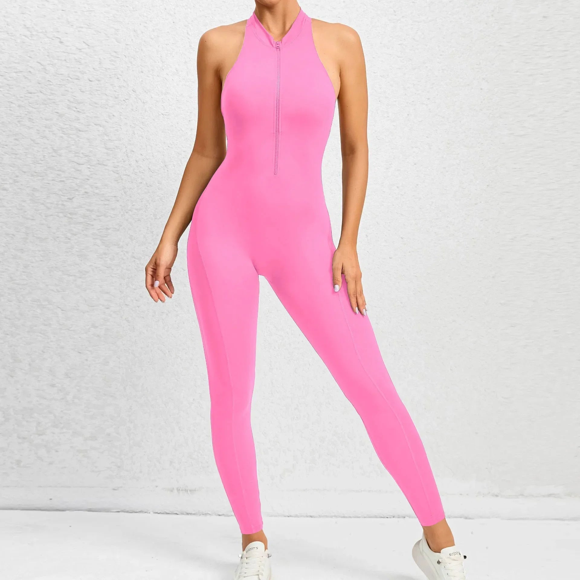 Sporty Jumpsuit Push Up Sports Overalls Zipper Sportswear Gym Yoga Clothing Mssza