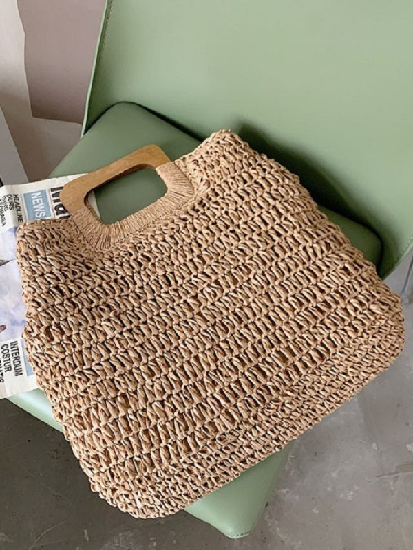 Spring Solid Straw Weaving Handbags Mssza
