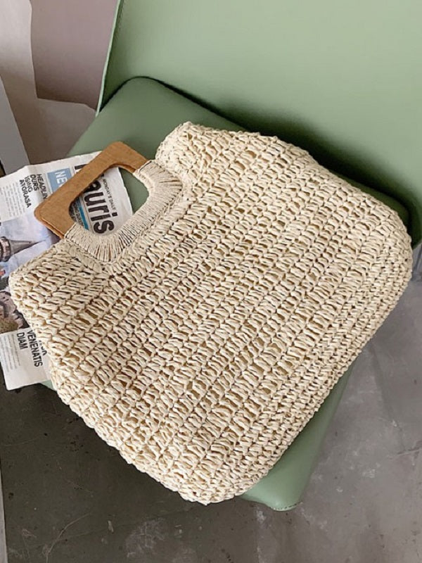 Spring Solid Straw Weaving Handbags Mssza