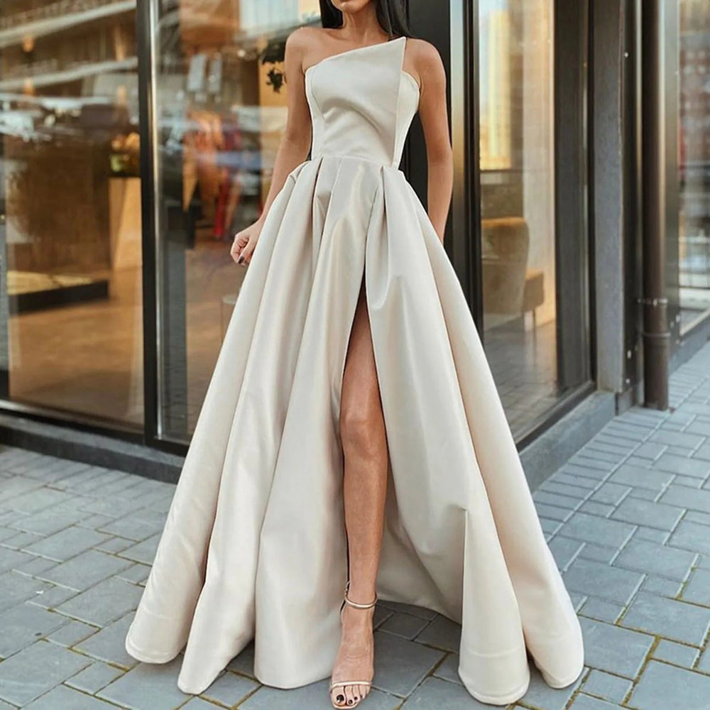 Evening Off Shoulder High Waist Slim Fit Elegant Chic Party Dress Mssaz Desses