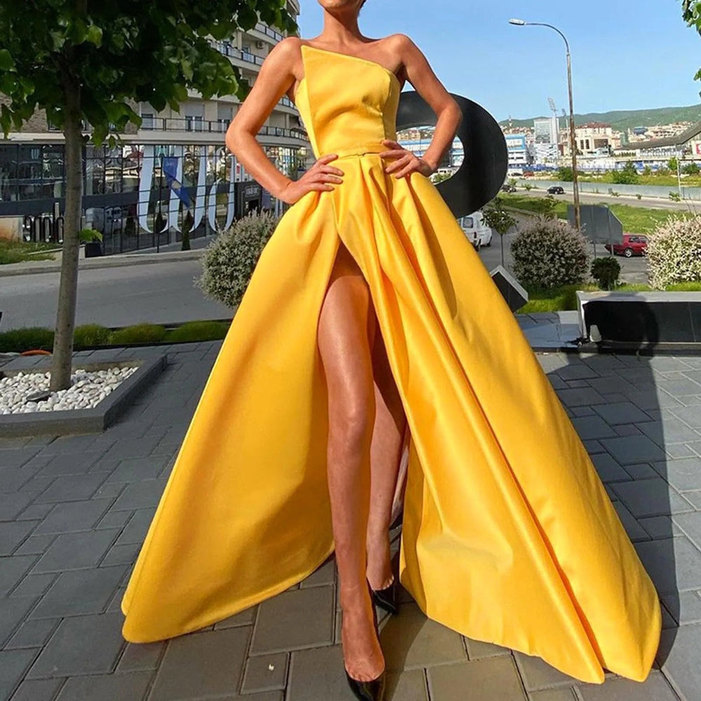 Evening Off Shoulder High Waist Slim Fit Elegant Chic Party Dress Mssaz Desses
