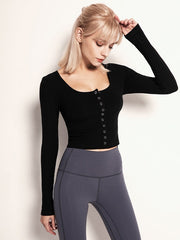 Square Neck Long Sleeve Sport T-shirt Mssza