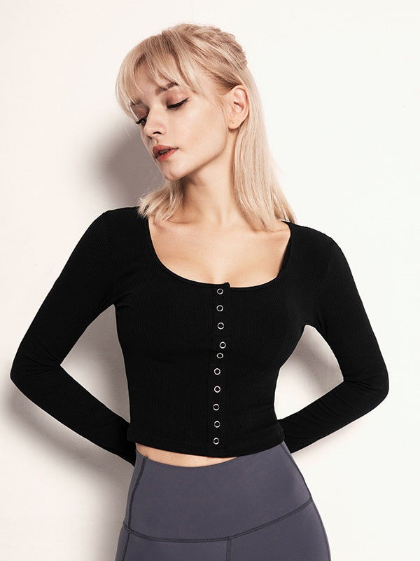 Square Neck Long Sleeve Sport T-shirt Mssza