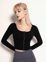 Square Neck Long Sleeve Sport T-shirt Mssza