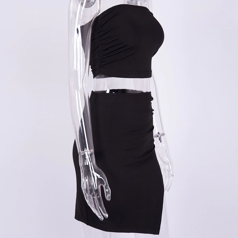 Strapless Crop Top & Mini Skirt 2 Pieces Dress Set Mssza