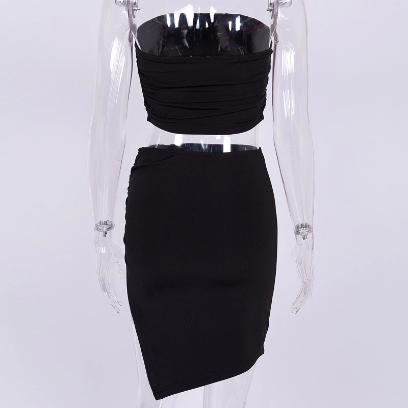 Strapless Crop Top & Mini Skirt 2 Pieces Dress Set Mssza