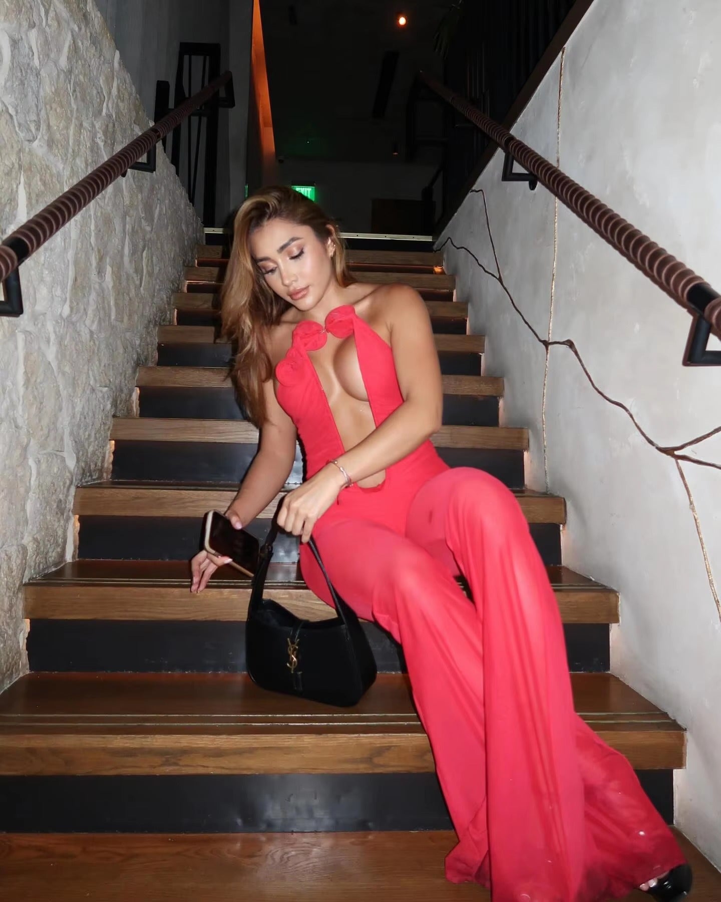 Strapless Mesh Florals Sleeveless Straight Long Nightclub Party Birthday Jumpsuit Mssza