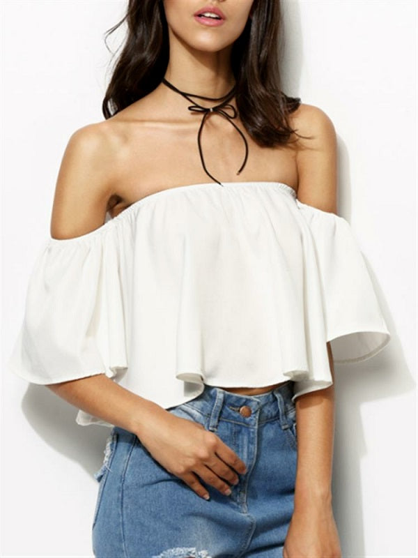 Strapless Off-shoulder Crop Tops Mssza