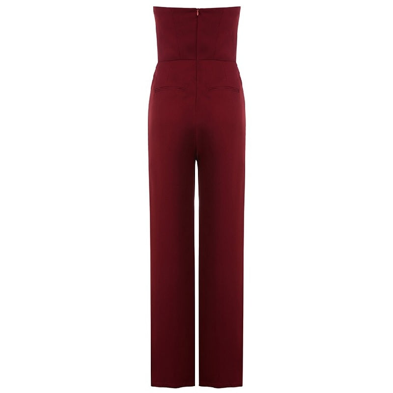 Strapless Patchwork Heart Backless Club Party Jumpsuit Mssza