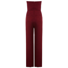 Strapless Patchwork Heart Backless Club Party Jumpsuit Mssza