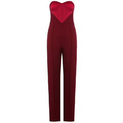 Strapless Patchwork Heart Backless Club Party Jumpsuit Mssza