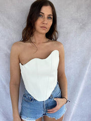 Strapless Strapless Sleeveless Polyester Top Mssza