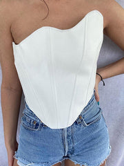 Strapless Strapless Sleeveless Polyester Top Mssza