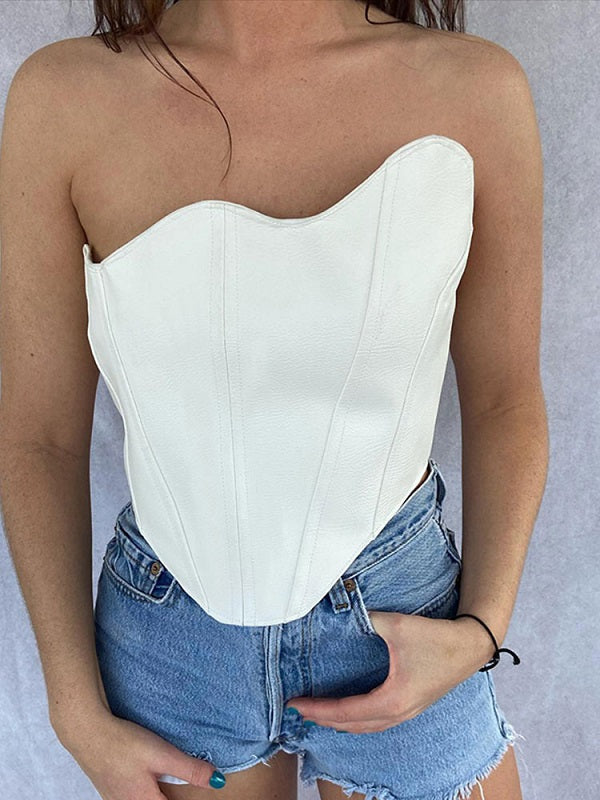 Strapless Strapless Sleeveless Polyester Top Mssza