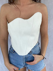 Strapless Strapless Sleeveless Polyester Top Mssza