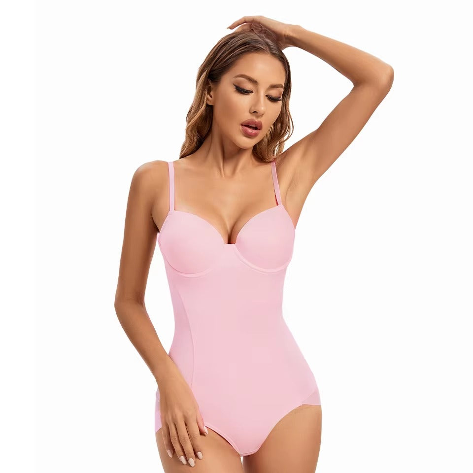 Strappy Bralette Lingerie With Underwire Cup Shapewear Bodysuit Mssza