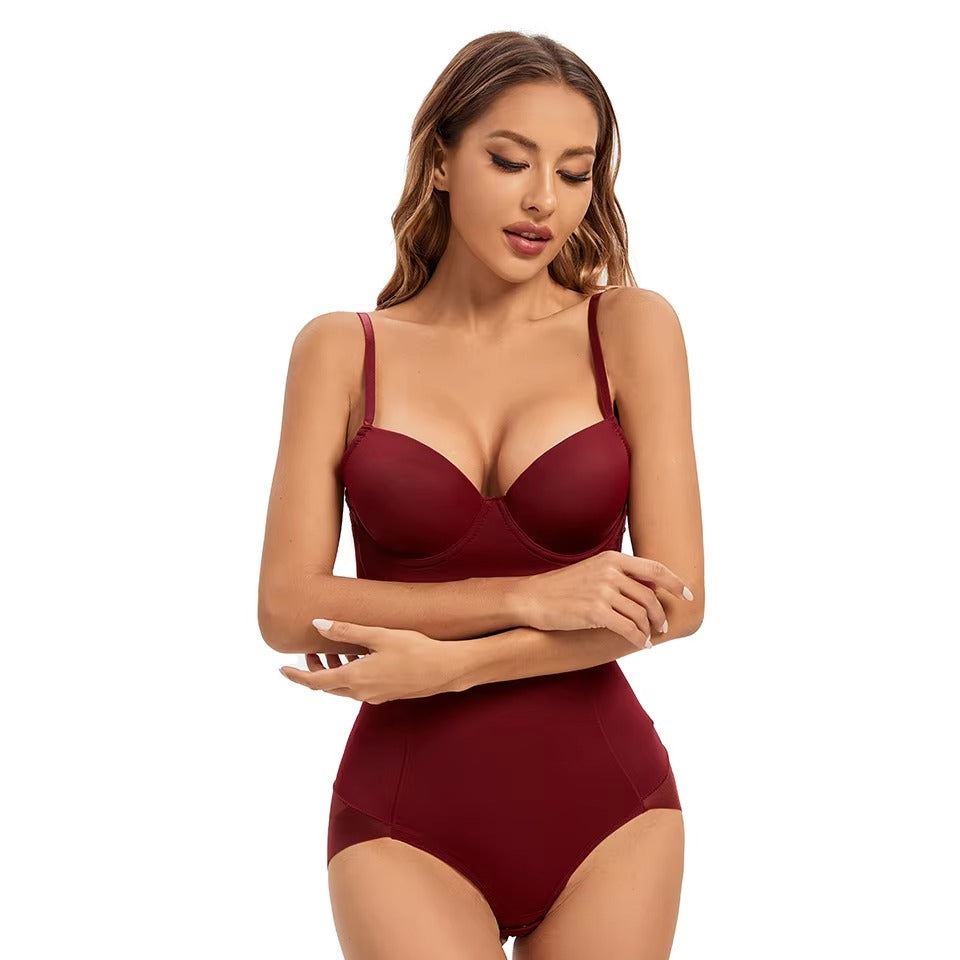 Strappy Bralette Lingerie With Underwire Cup Shapewear Bodysuit Mssza