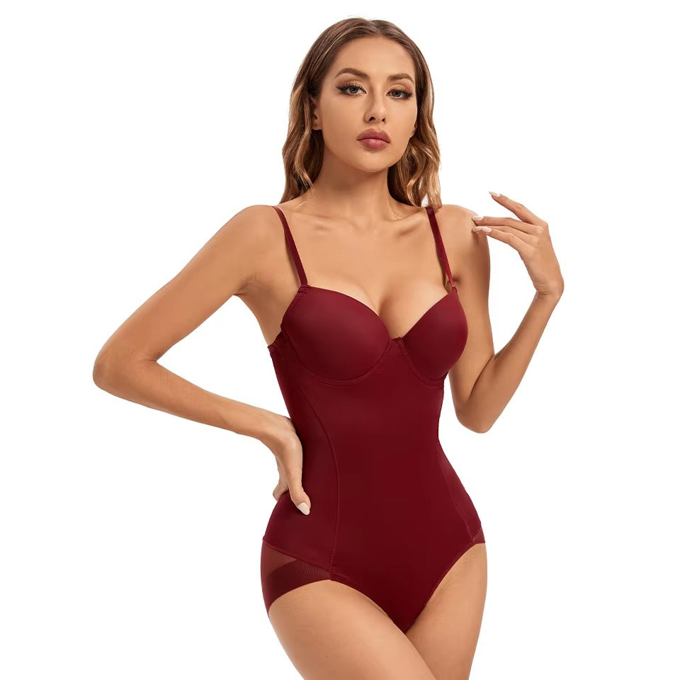 Strappy Bralette Lingerie With Underwire Cup Shapewear Bodysuit Mssza