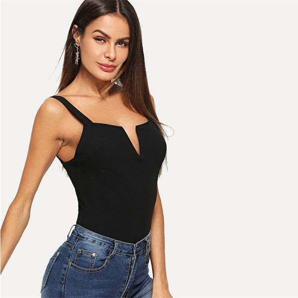 Straps Mid Waist Sleeveless Skinny Summer Party Bodysuits Mssza
