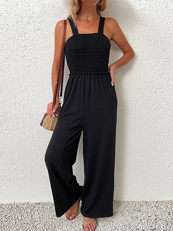Straps Neck Polyester Wide Playsuit Mssza