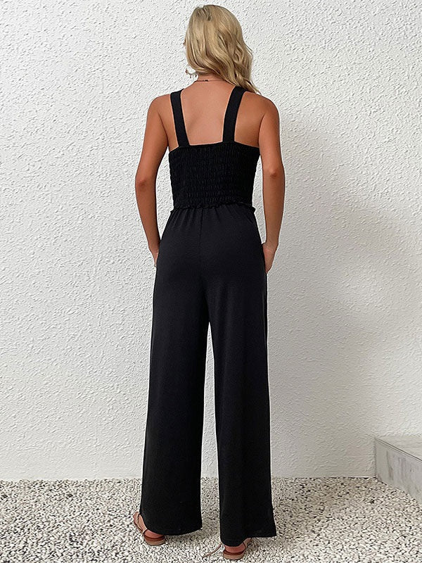 Straps Neck Polyester Wide Playsuit Mssza