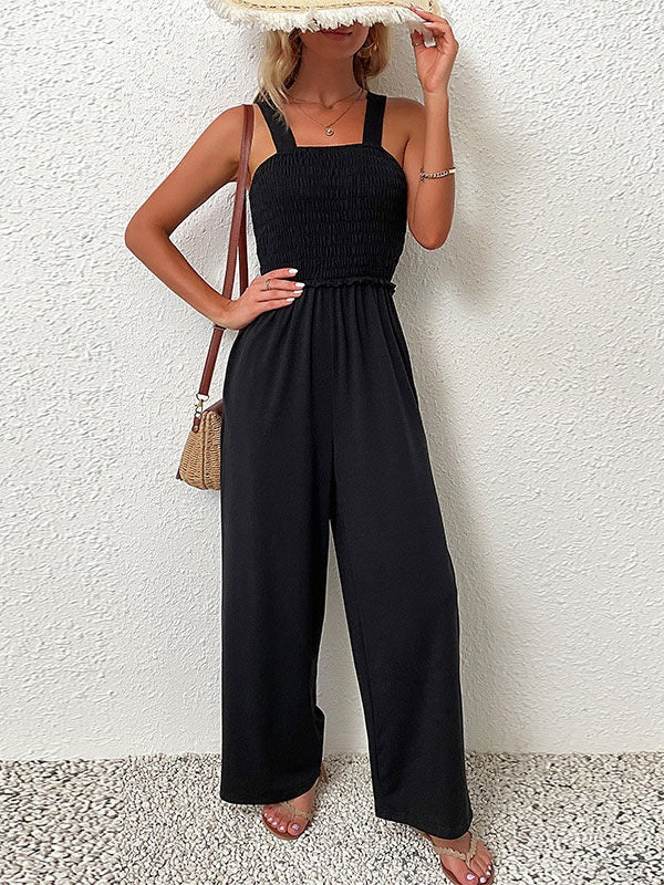 Straps Neck Polyester Wide Playsuit Mssza