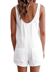 Straps Neck Sleeveless Buttons One Piece Outfit Mssza