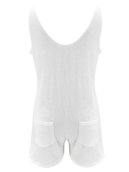 Straps Neck Sleeveless Buttons One Piece Outfit Mssza