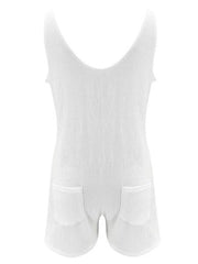 Straps Neck Sleeveless Buttons One Piece Outfit Mssza