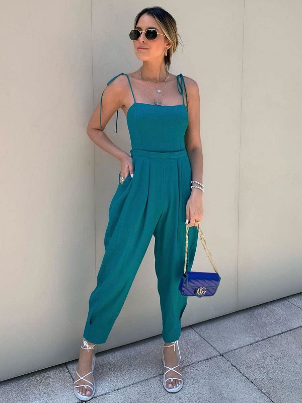 Straps Neck Sleeveless Lace Up Layered One Piece Outfit Mssza