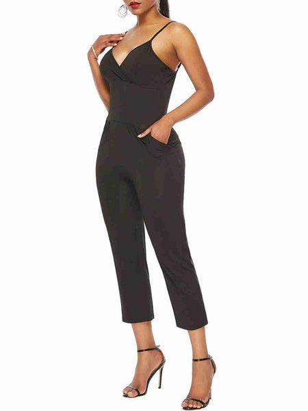 Straps Neck Sleeveless Spaghetti Straps Cotton Blend Cropped One Piece Outfit Mssza