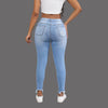 Streetwear Mid Waisted Ripped Hole Slim High Elastic Skinny Jeans Mssza