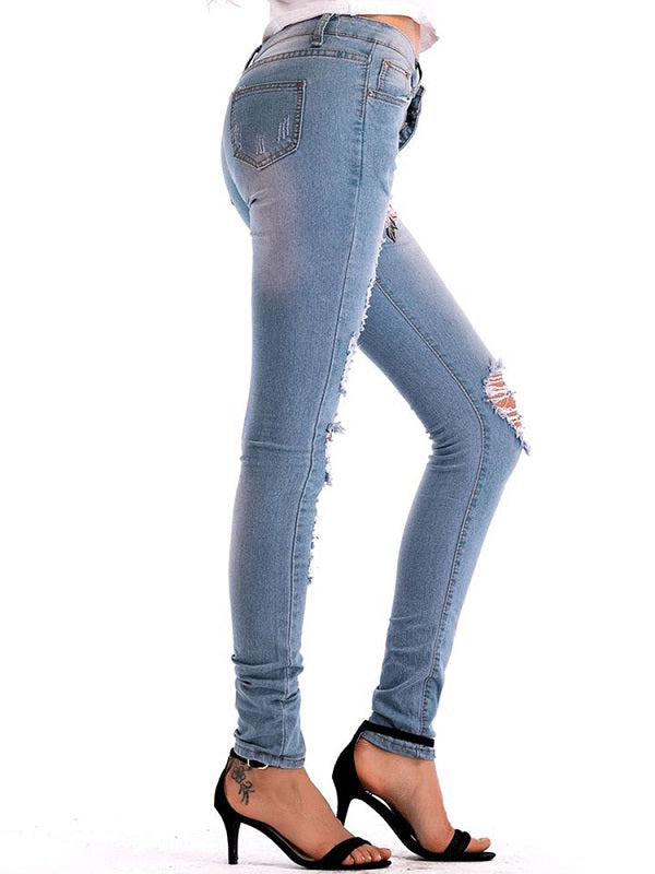 Stretch High Waist Skinny Embroidery Jeans Mssza