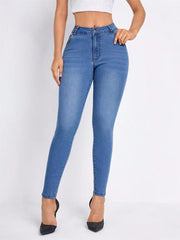 Stretch Mid Waisted Streetwear Skinny Denim Slim Fit Pencil Pants Mssza
