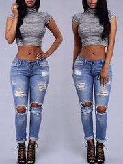 Stretch Ripped Skinny Denim Jeans Mssza