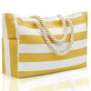 Striped Canvas Large Capacity Shopping Beach Tote Bag Mssza