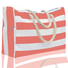 Striped Canvas Large Capacity Shopping Beach Tote Bag Mssza