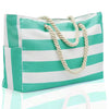 Striped Canvas Large Capacity Shopping Beach Tote Bag Mssza